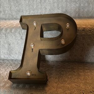 Metallic Letter P with Lights